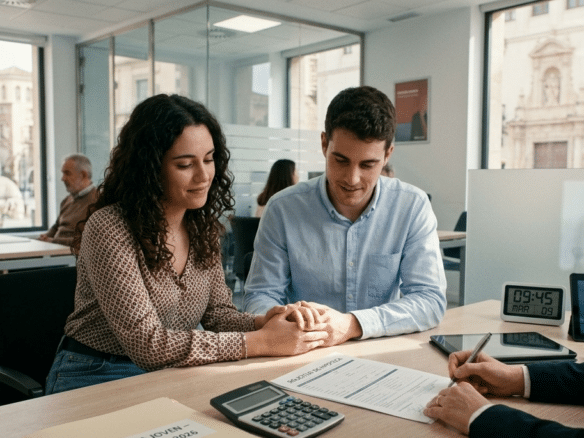 Pareja Jovem que pide una hipoteca para comprar un piso en Castellón de la Plana